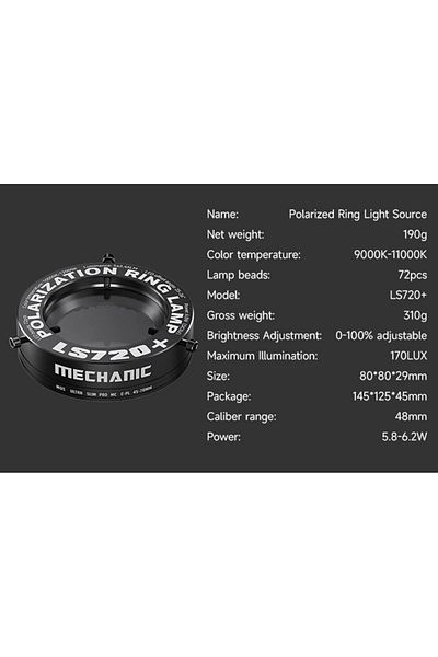 Choice LS720 PLUS MECHANIC LS720+SE LS360 Microscope Ring Light Polarized Ring Lamp Eliminates Reflection f