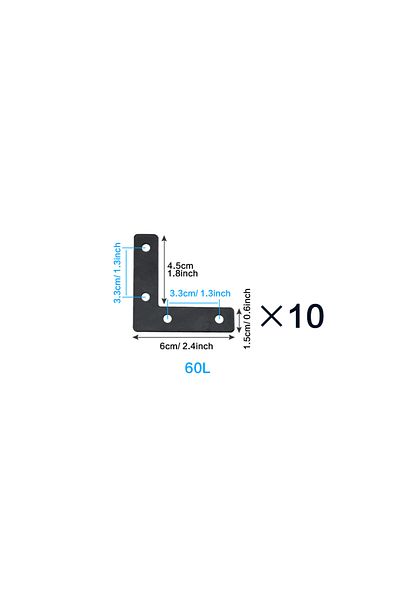 Choice 60mm(2.4inch)-10pcs 10pcs, L Flat Brackets,Corner Bracket Black Corner Brace Mending Plate Repair 40
