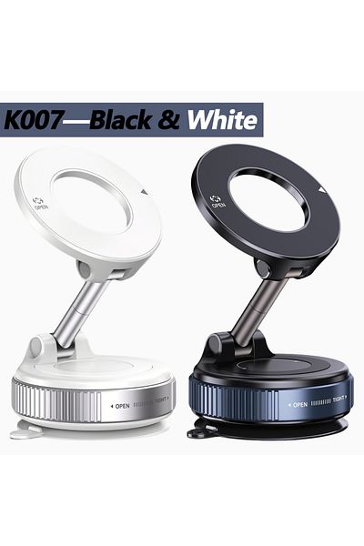 Choice حامل هاتف سيارة مغناطيسي قوي K007/K009 باللونين الأبيض والأسود بتصميم قابل للطي بزاوية 360 درجة