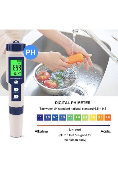 Choice 5 in 1 TDS/EC/PH/Salinity/Temperature Meter Digital Water Quality Monitor Tester for Pools, Drink...