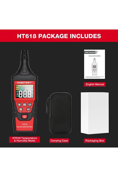 Choice HT618 HABOTEST HT618 Digital Psychrometer Thermometer Hygrometer with Backlight Temperature and Humi