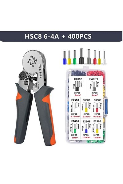 Choice HSC8 6-4 400Pcs Ferrule Sleeves Terminal Crimping Tools Mini Electrical Pliers HSC8 6-4/6-6(0.25-10m