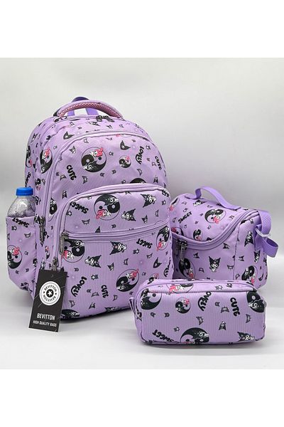 Bevitton First School Bag Set of 3 Primary School Bag Character Patterned Suit Girl's Infinite Lilac