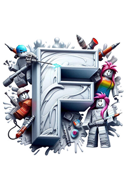 Ingift Sticker UV DTF ROBLOX litera F, inaltime 8 cm