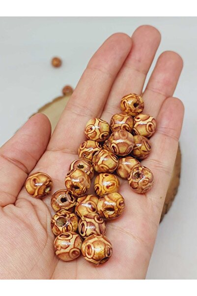 Yasamtohumu Дървени мъниста с шарки 11мм/38бр. (54558)