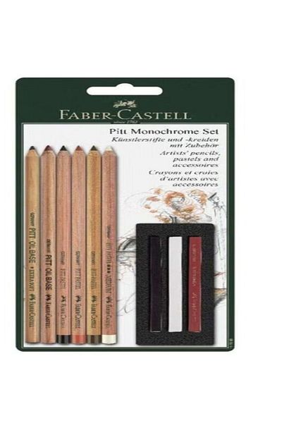 Faber Castell 9-Piece Pitt Monochrome Pastel Color Pencil Set Multicolour