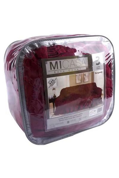 rexa 3-Seater Sofa Cover – Stretchable Fit in Burgundy (1x2x3 cm Packaging)