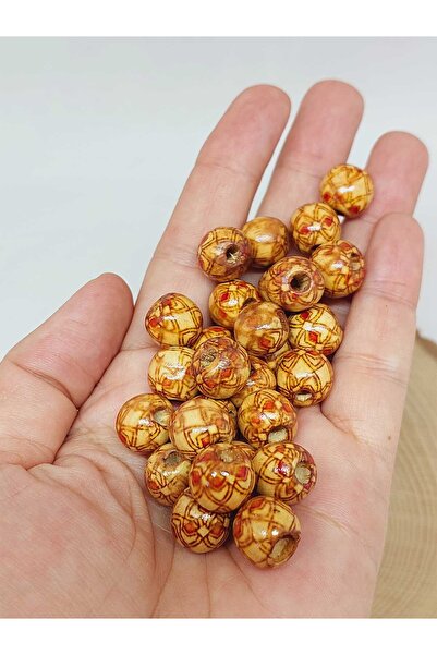 Yasamtohumu Ξύλινες χάντρες με σχέδιο 11mm/38τμχ (54566)