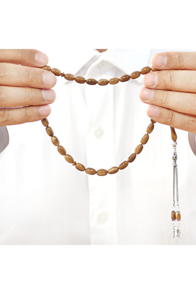 Tesbihane Κουκά Τεσβίρ – Καφέ – Ασήμι 925 με 2 Φούντες Καλάμια – Κοπή Κάψουλας