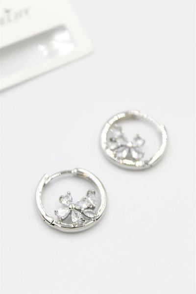 Rasanet Jewelled Flower Earrings - Silver
