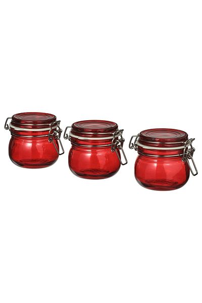 IKEA Vinterfint Glass Jar with Lid, Red, 13 Cl, 3 Pcs