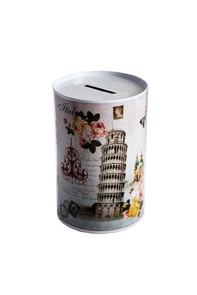 PUFO Pușculiță decorativă metalică italiană, 12 x 8 cm