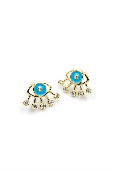 Rasanet Enameled Eye Earrings - Turquoise