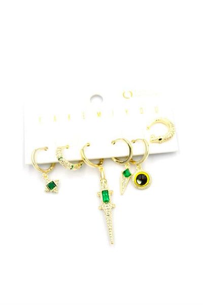 Rasanet Multiple Crocodile Earrings - Gold
