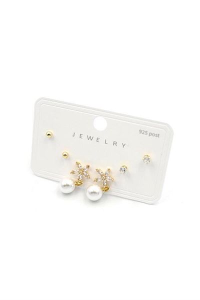 Rasanet Multiple Earrings with Pearls - Gold