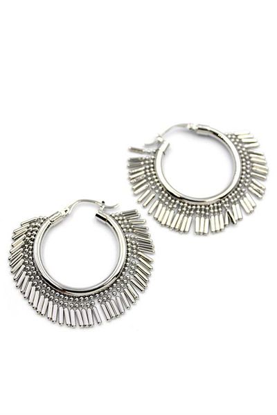 Rasanet Hanging Hoop Earrings - Silver