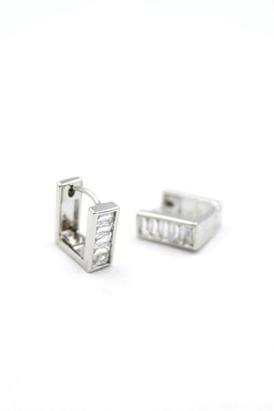 Rasanet Baguette Jewelled Earrings - Silver
