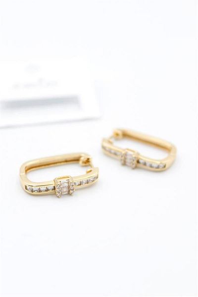 Rasanet Rectangular Jewelled Earrings - Gold