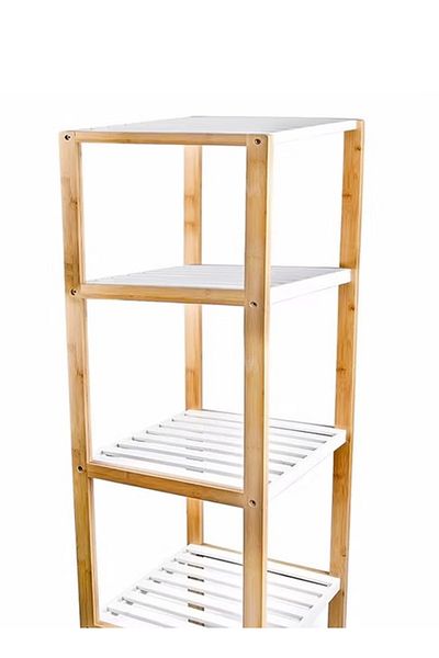 rexa 5-Tier Bamboo Shelf Storage Rack Brown/White 37x37x140centimeter
