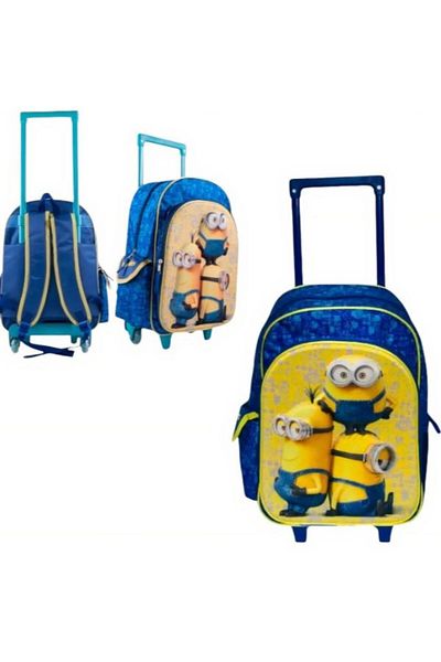 Minion Ghiozdan pentru Copii 43x30x15cm Troler, cu 2 Fermoare 5D Minions