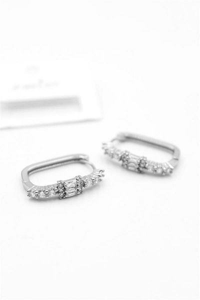 Rasanet Rectangular Jewelled Earrings - Silver
