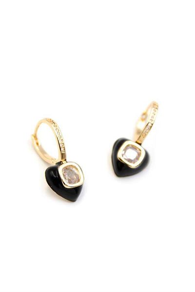Rasanet Enameled Heart Earrings - White
