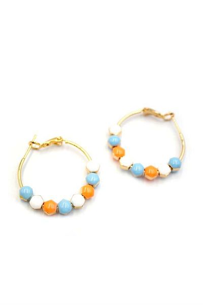 Rasanet Enameled Hoop Earrings - Orange