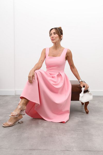 Maldia Shop Women's Strap Pink Balloon Dress