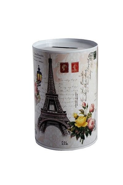 PUFO Pușculiță decorativă metalică Paris, 12 x 8 cm