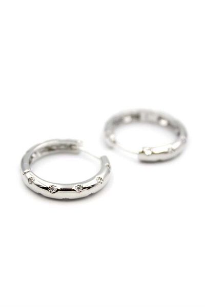 Rasanet Jewelled Hoop Earrings - Silver