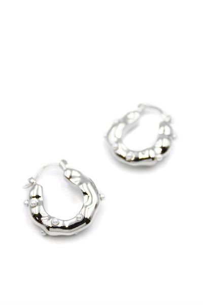 Rasanet Pearl Hoop Earrings - Silver