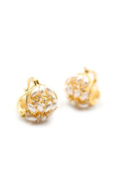 Rasanet Pearl Hoop Earrings - Gold