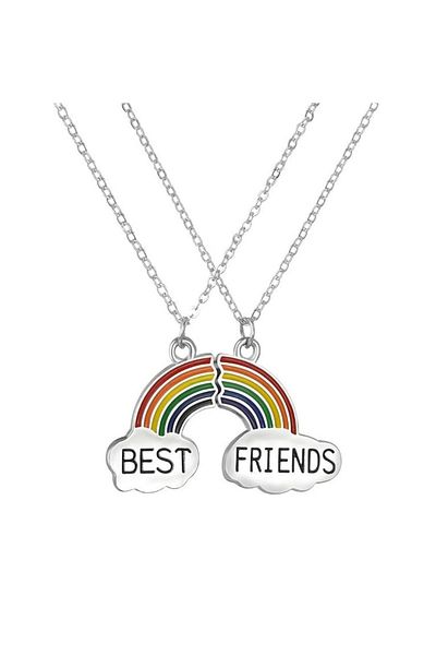 REDz Accessories Friendship Necklace Set, Best Friends, Rainbow, 2 Colorful Pieces