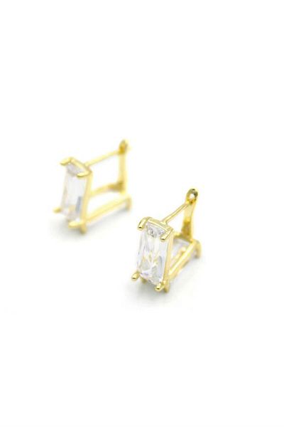 Rasanet Baguette Stone Earrings - Gold