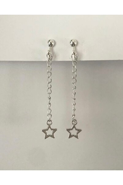 WhimsyWhite Yıldız Rodyum Kaplama Küpe, Pinterest küpe, El Yapımı Küpe