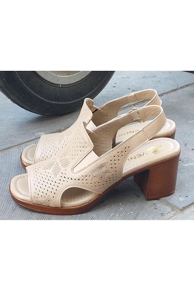 Venüs 25322552Y Women's Genuine Leather Summer Heeled Shoes
