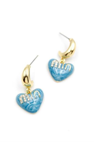 Rasanet Enameled Heart Earrings - Blue