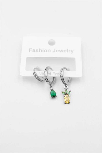 Rasanet 3 Pieces Pineapple Earrings - Silver