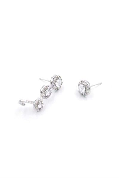 Rasanet Stoned Cartilage Earrings - Silver
