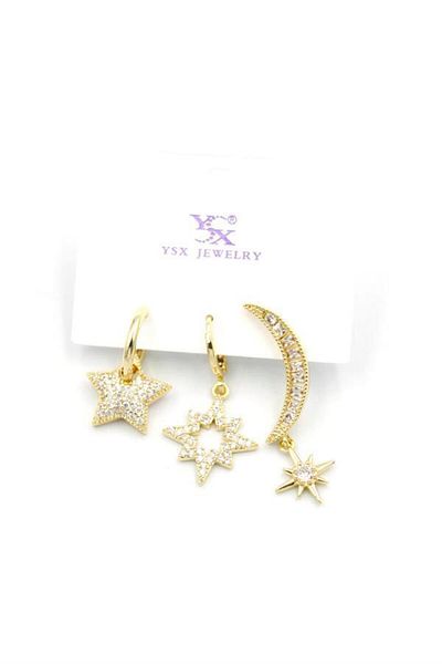 Rasanet 3-Piece Jewelled Earrings - Gold