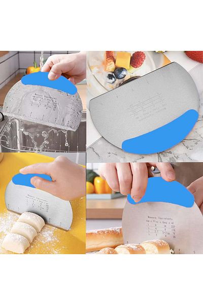 PUFO Racletă pentru fursecuri pentru tăierea aluatului, decorarea glazurii, cremă de tort, metalică, 16 x 12 cm, albastră