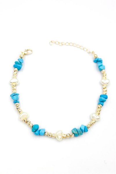Rasanet Dorika stone anklet - turquoise