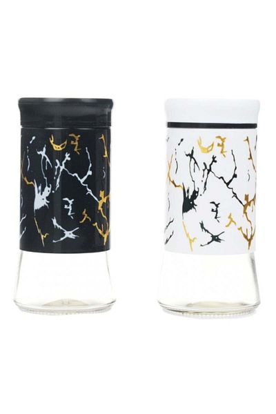 PUFO Salt and pepper shaker set, Ellegant, 11 cm, white/black