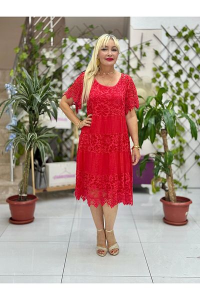 Punta Otantik N10337 Italian Silk Dress Red