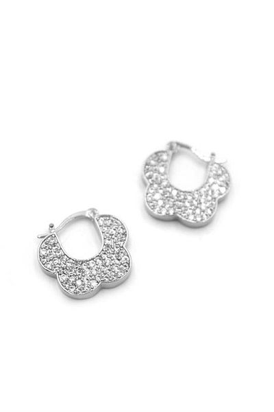 Rasanet Jewelled Flower Earrings - Silver