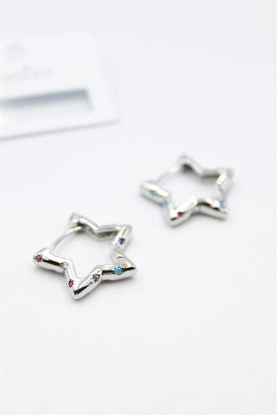 Rasanet Stone Star Earrings - Silver