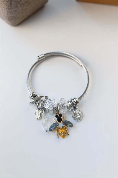Rasanet Steel Charm Bee Bracelet - Yellow