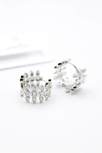 Rasanet Jewelled Hoop Earrings - Silver