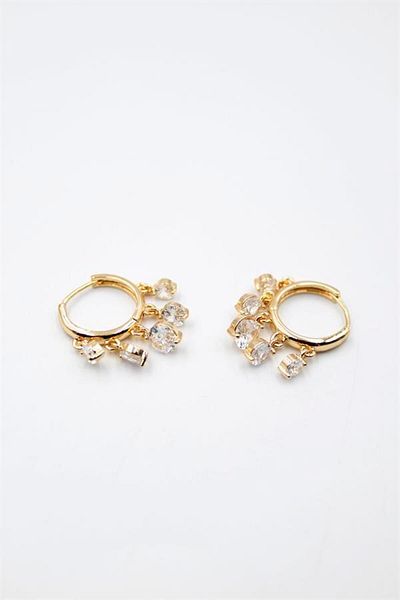 Rasanet Round Stoned Shakira Earrings - Gold