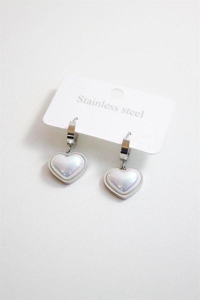 Rasanet Steel Heart Earrings with Pearl - Silver